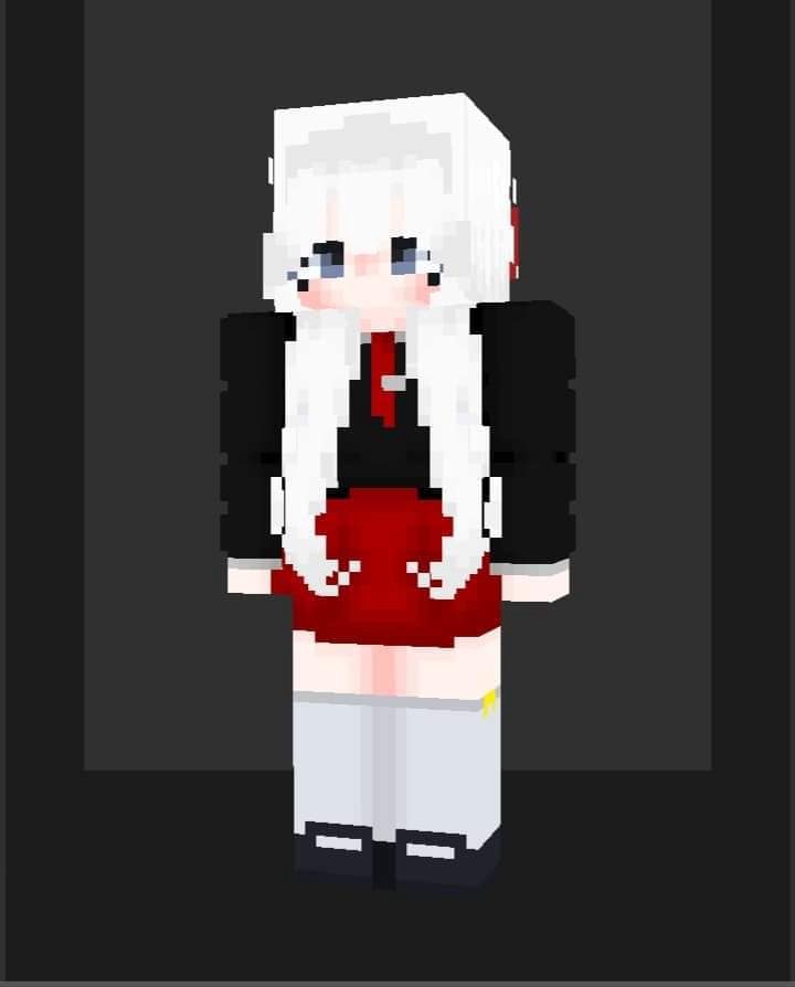 ออกแบบตัวการ์ตูนสไตล์ญี่ปุ่น ตัวละครหญิงผมขาว ใส่ชุดนักเรียน