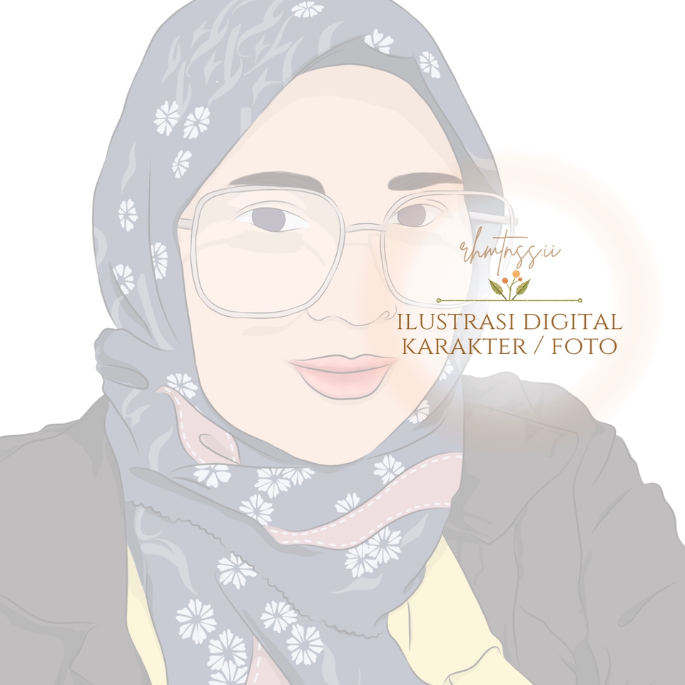 Jasa desain vektor wajah ilustrasi digital karikatur wanita berhijab