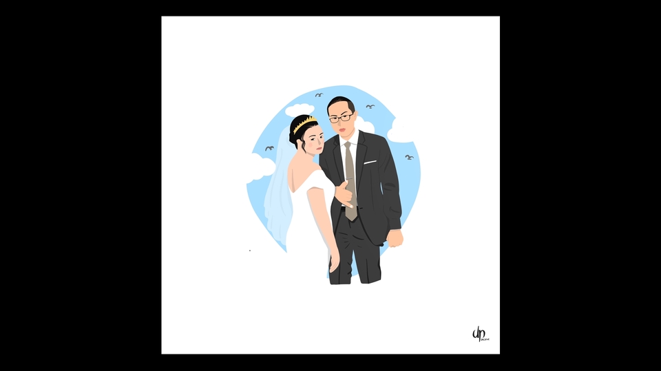 Gambar Potret - Ilustrasi Foto/Karakter (Photo/Character Illustration) - Half Body (Couple) - 1