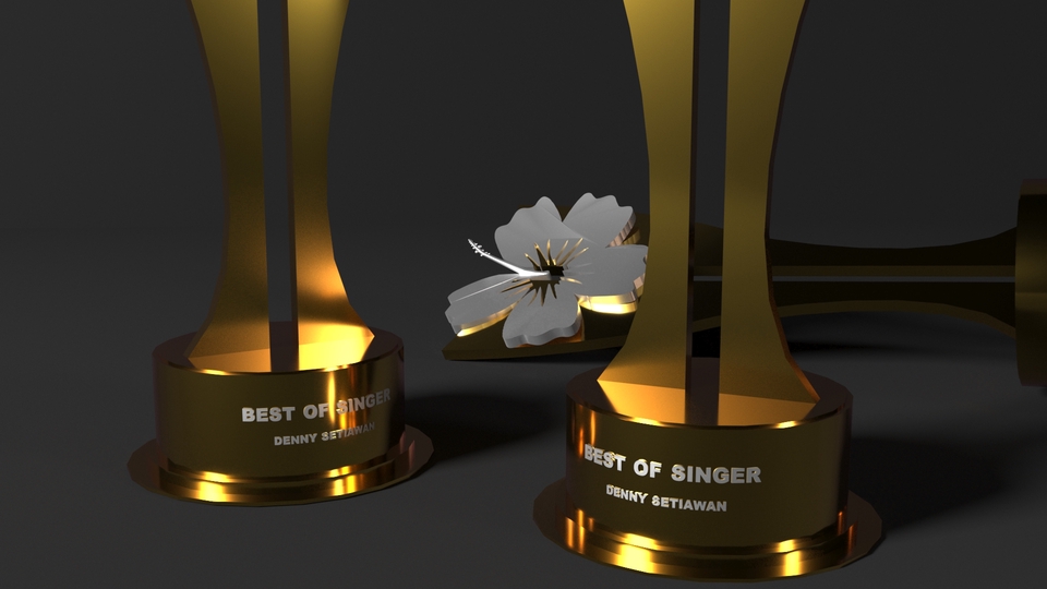 Pemenang penghargaan "Best Of Singer" dengan desain trofi 3D.