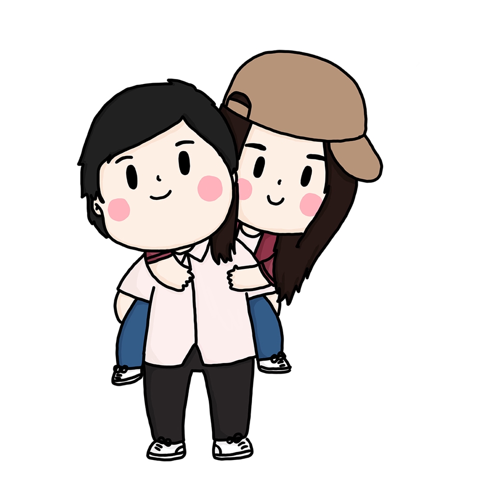 วาดแฟนอาร์ต วาดรูปแฟนอาร์ตการ์ตูน น่ารักๆ สองคนหนุ่มสาวกำลังแบกกันและกัน วาด fanart แนวคู่รักหวานชื่น ภาพวาดการ์ตูน เหมาะสำหรับเป็นของขวัญ รับวาดรูปแฟนอาร์ต ออกแบบแฟนอาร์ต วาดแฟนอาร์ตเกาหลี วาดการ์ตูนแฟนๆ