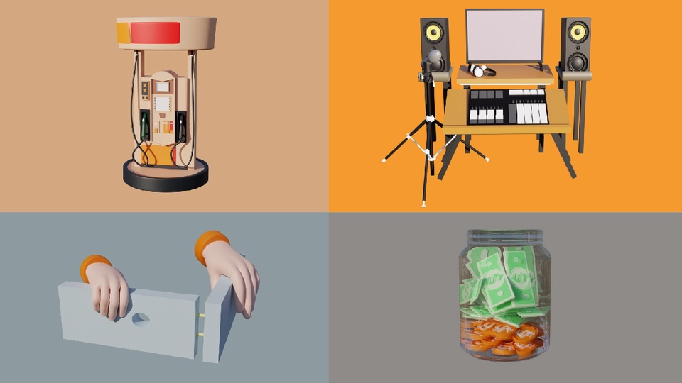 3D & Perspektif - membuat 3d model ikon dari detail hingga low poly untuk keperluan website app maupun lainnya - 1