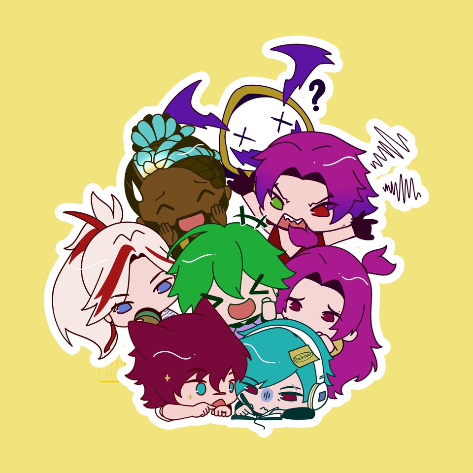 Ilustrasi kartun lucu dengan berbagai karakter hewan dan manusia, cocok untuk desain stiker, kaos, dan keperluan lainnya.