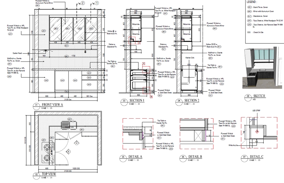 Desain Furniture - Draft CAD Detail Furniture, Gambar Kerja (2D), dan 3D modelling ( Architect, Struktur dan Interior) - 4