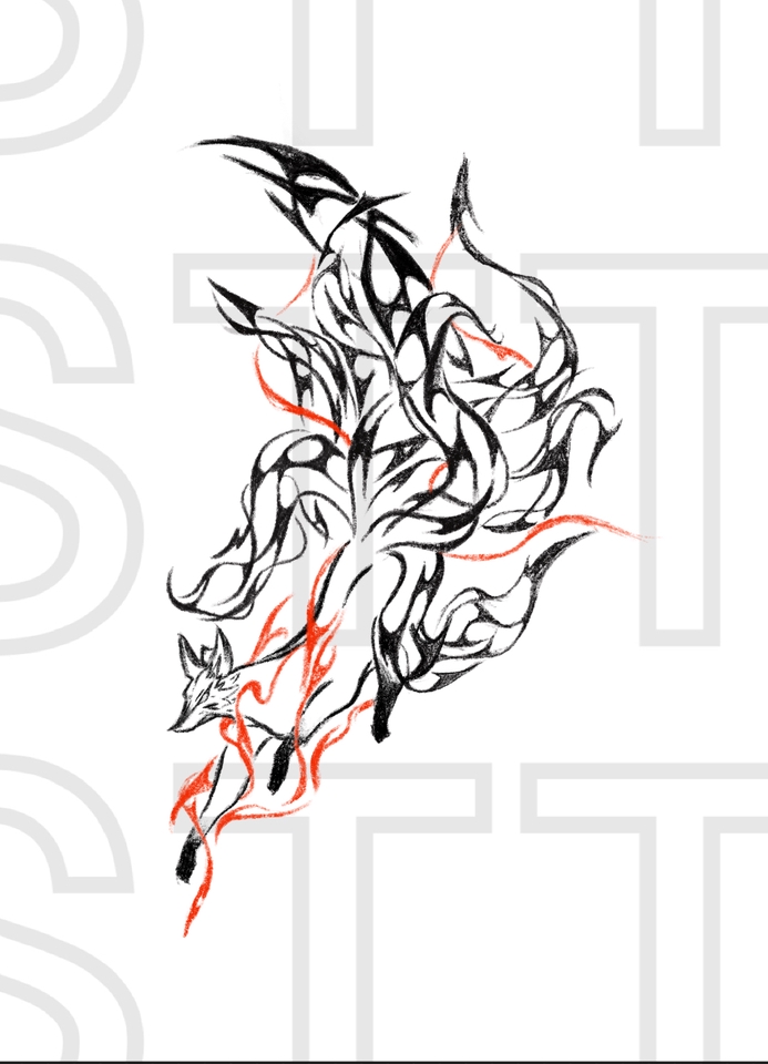 ออกแบบรอยสักสัตว์ รอยสักสุนัขจิ้งจอก ลายสักชนเผ่า ออกแบบลายสักสวยๆ