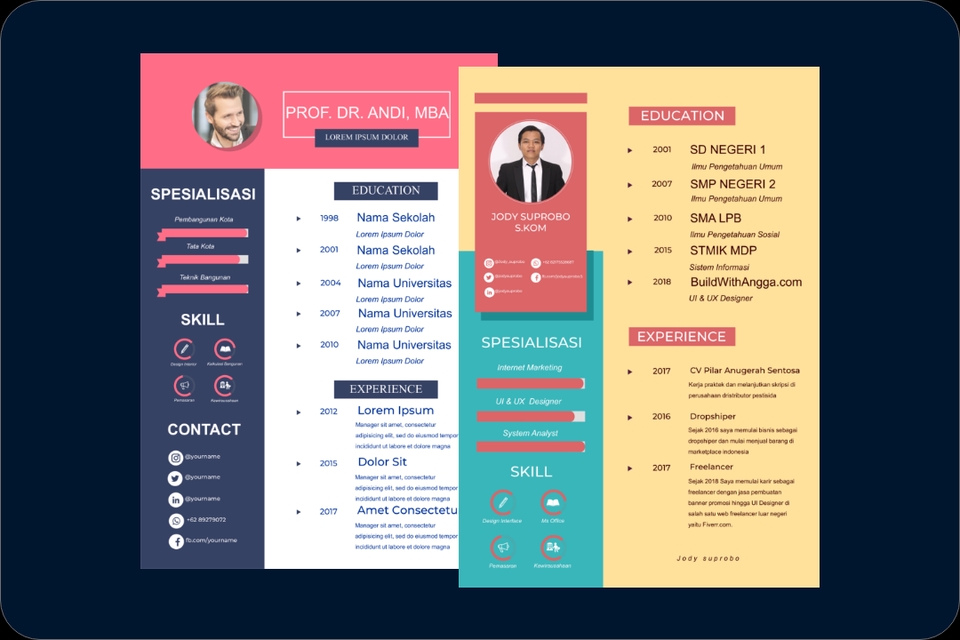 Portfolio & Resume - Desain Curriculum Vitae (CV) Proses 1 Hari - 5