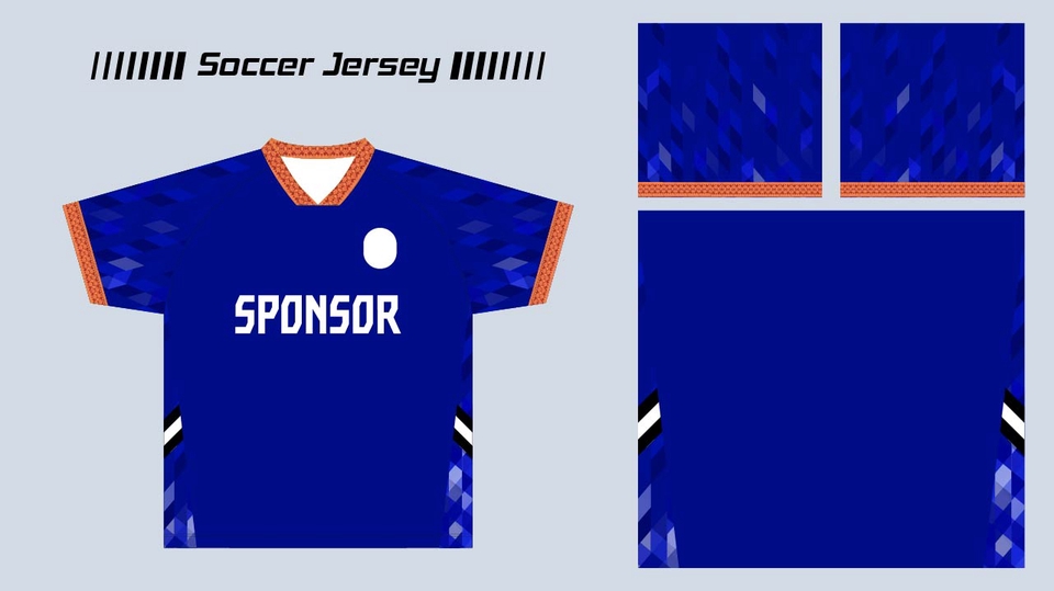 Desain jersey sepak bola dengan motif kotak-kotak, cocok untuk tim sepak bola atau olahraga lainnya.