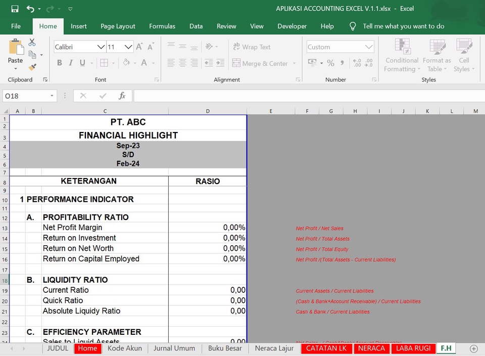 Akuntansi dan Keuangan - APLIKASI PEMBUKUAN KEUANGAN / ACCOUNTING SEDERHANA EXCEL - 12