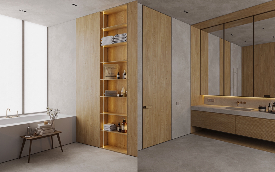Jasa Desain Interior 3D: Render Kamar Mandi Mewah Minimalis Modern