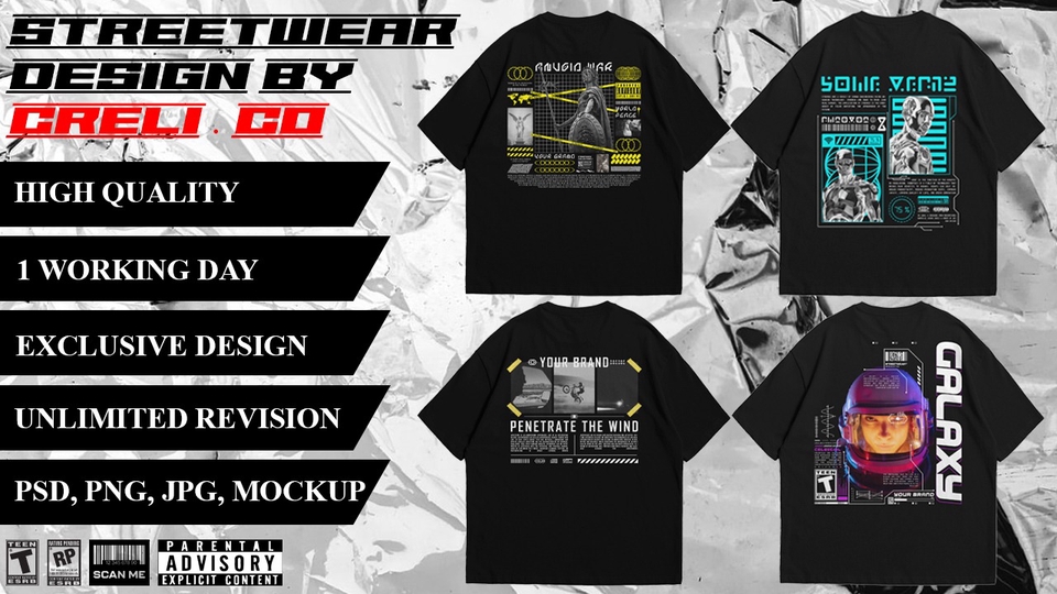 Desain Kaos & Motif - Exclusive Streetwear Designs For Your Brand - Unlimited Revision - 1