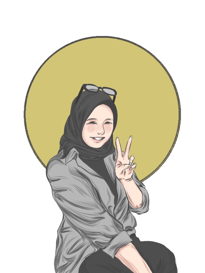 Desain karakter wanita hijab dengan gaya kartun lucu dan ramah