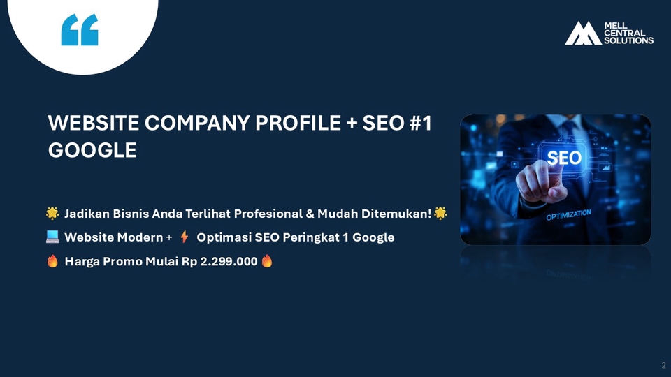 Jasa pembuatan website company profile profesional, SEO Google, website modern, harga promo  Rp 2.299.000.