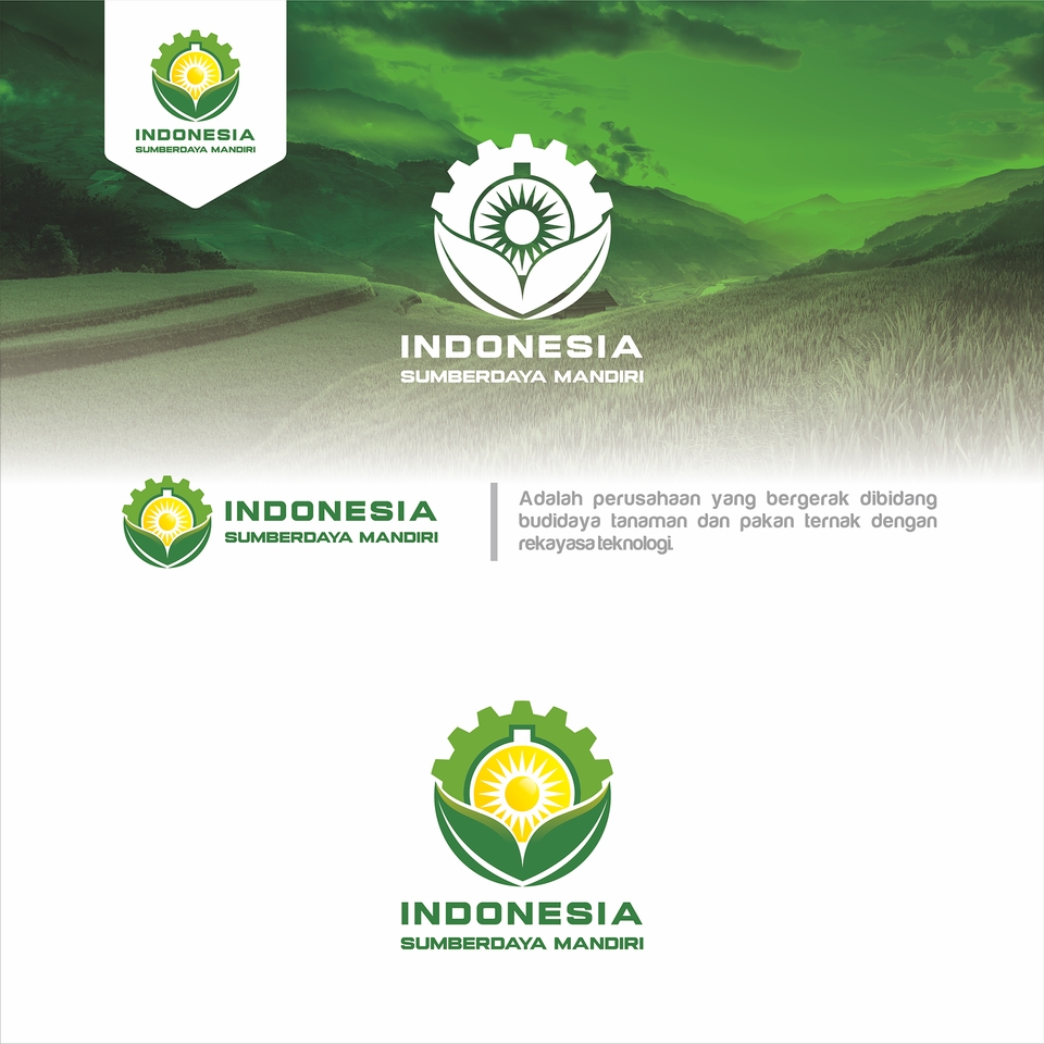 Logo Indonesia Sumberdaya Mandiri, desain logo perusahaan pertanian dan peternakan.
