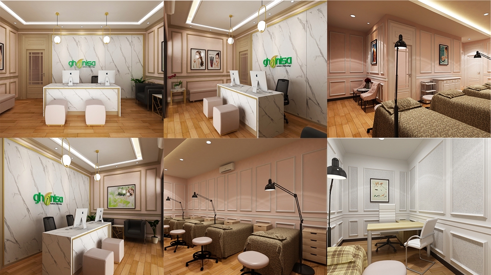 3D & Perspektif - JASA DESAIN INTERIOR SALON SKINCARE, HAIRCUT, BARBER CUT, BEAUTY SHOP, SPA - 6