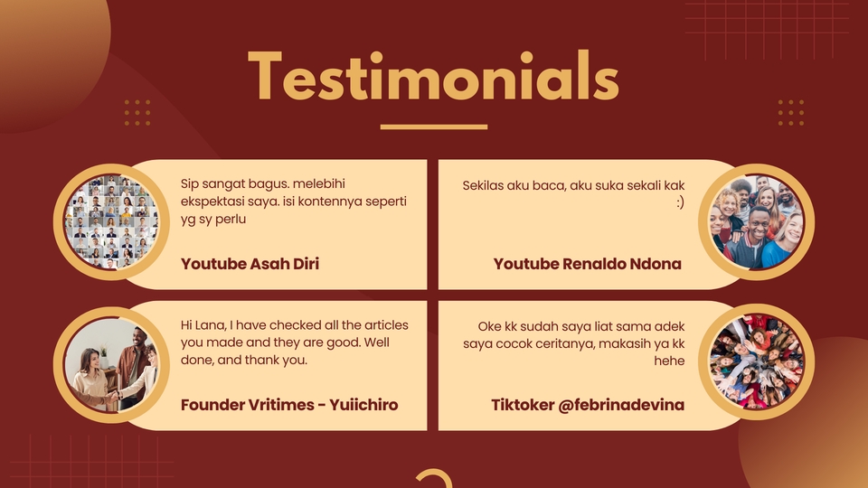 Jasa Proofreading Bahasa Inggris - Testimoni dari pelanggan freelance