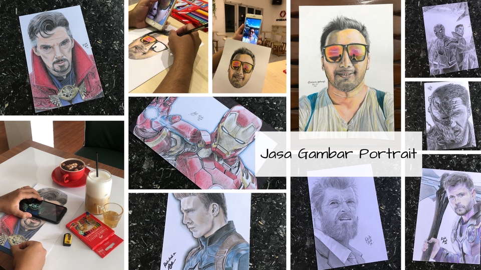 Jasa gambar karikatur potret wajah, freelance desain vektor karikatur, harga karikatur hitam putih, jasa pembuatan gambar karikatur.
