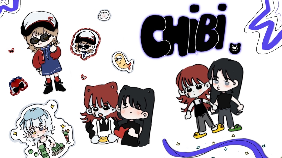 วาดภาพการ์ตูน - รับวาดแฟนอาร์ต/oc สเกล Chibli - 1