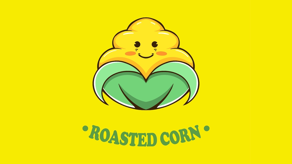 Logo restoran dengan jagung bakar yang tersenyum, jasa desain logo online