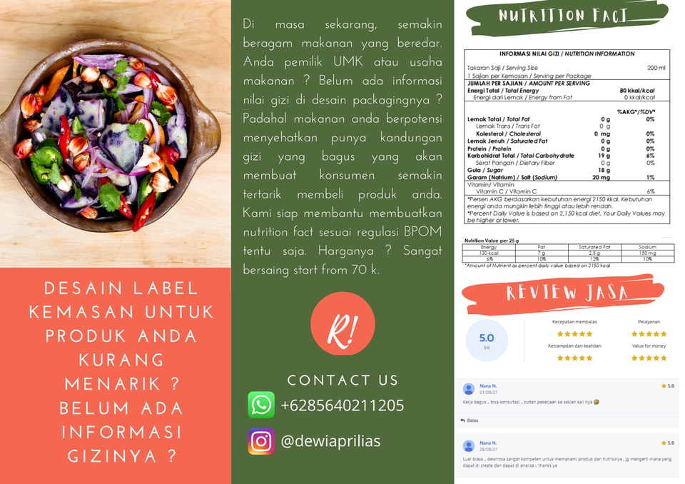 Penulisan Konten - Pembuatan Informasi Nilai Gizi Makanan atau Minuman (Nutrition Fact BPOM and FDA) - 5