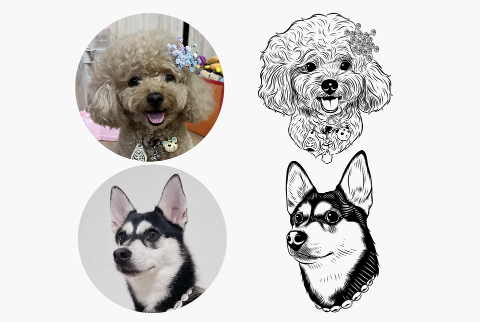 Gambar dan Ilustrasi - Gambar Illustrasi Line Art Pet Hewan Peliharaan Untuk Kaos atau Merchindise lainnya - 3