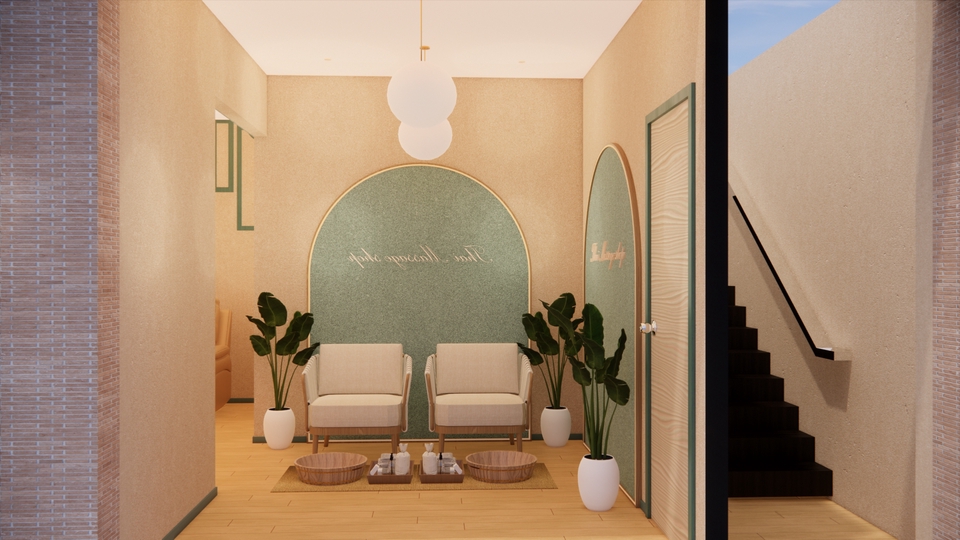 ออกแบบร้านค้า 3d perspective ร้านเสริมสวย 3d perspective 3d รับออกแบบ perspective