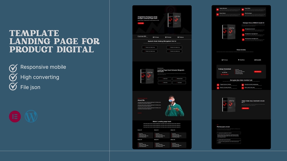 Jasa Web Design / Desain Website Profesional - Template website produk digital file json elementor wordpress