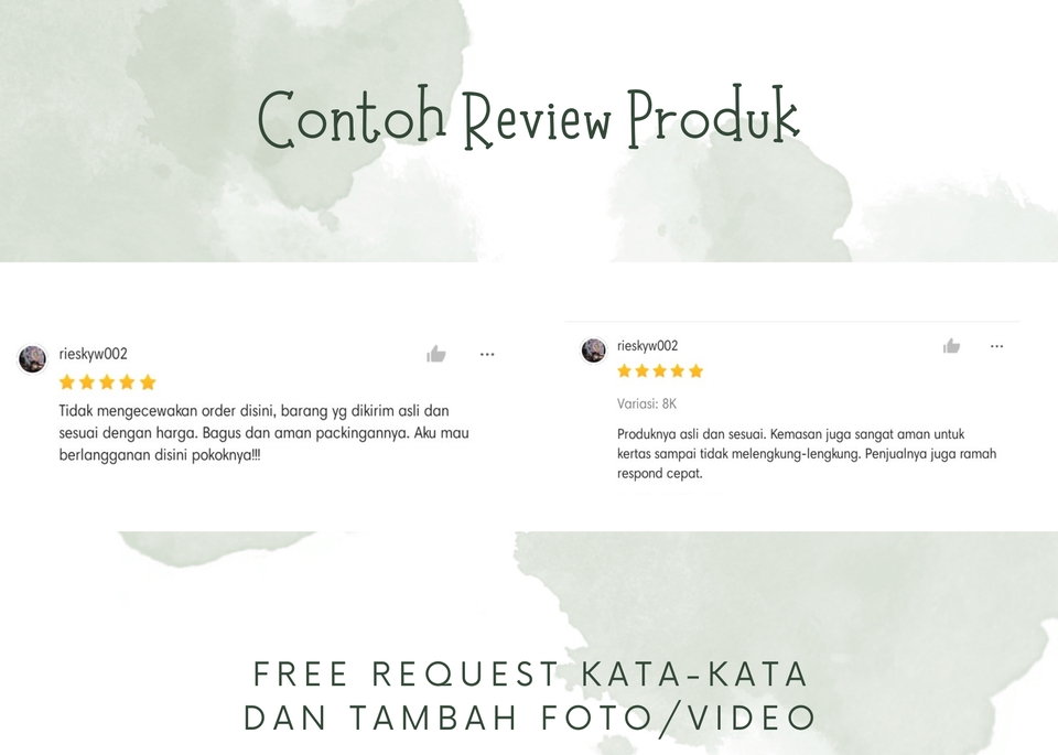 Memberi Review - JASA REVIEW ULASAN POSITIF & RATING BINTANG 5 PRODUK DI MARKETPLACE (TOKOPEDIA, SHOPEE, TIKTOK) - 2