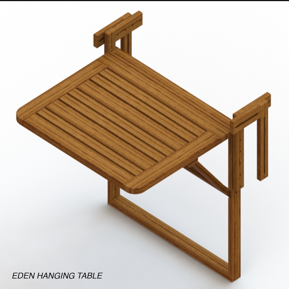 Desain meja gantung Eden: meja lipat kayu jati minimalis, desain furniture modern untuk ruangan kecil.  Jasa desain furniture online.