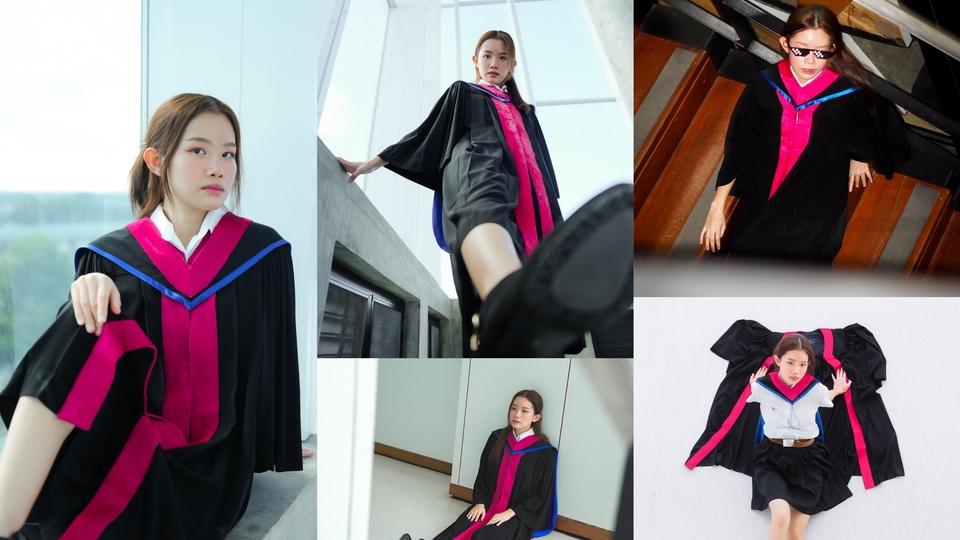 รับถ่ายรูปรับปริญญา บัณฑิตหญิง 3 คน  ถ่ายภาพรับปริญญา  ช่างภาพรับปริญญา