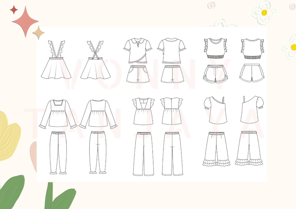 Desain Kaos & Motif - TECHNICAL DRAWING BAJU ANAK, DEWASA WANITA & PRIA - 5