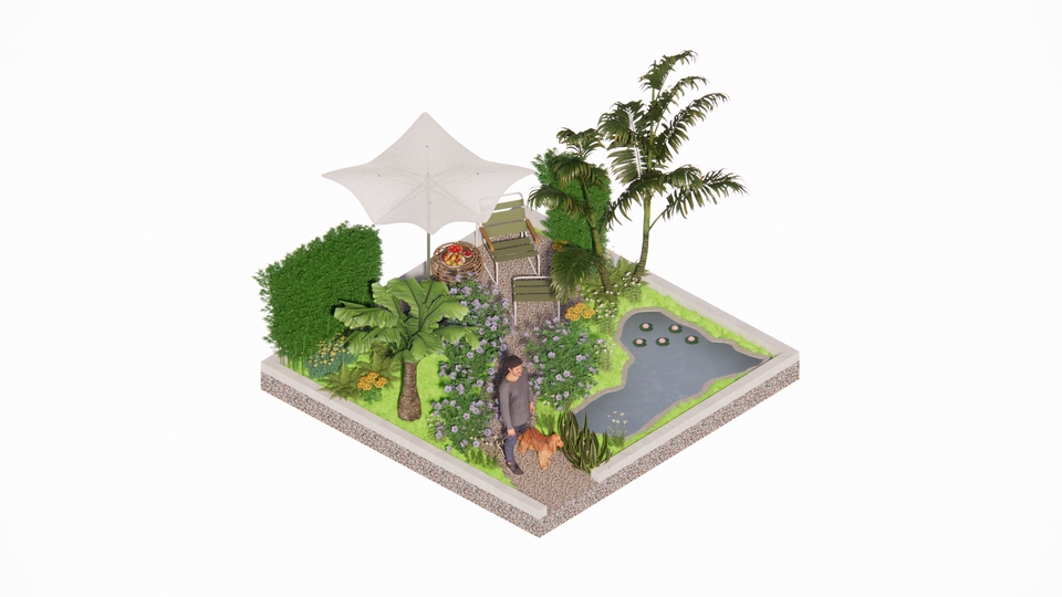 Jasa Desain Exterior 3D untuk Rumah Minimalis dengan Kolam Renang dan Gazebo