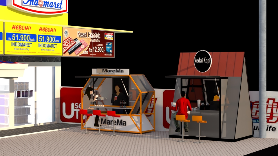 3D & Perspektif - Desain container,booth container,booth franchise, rangka container custom. - 30