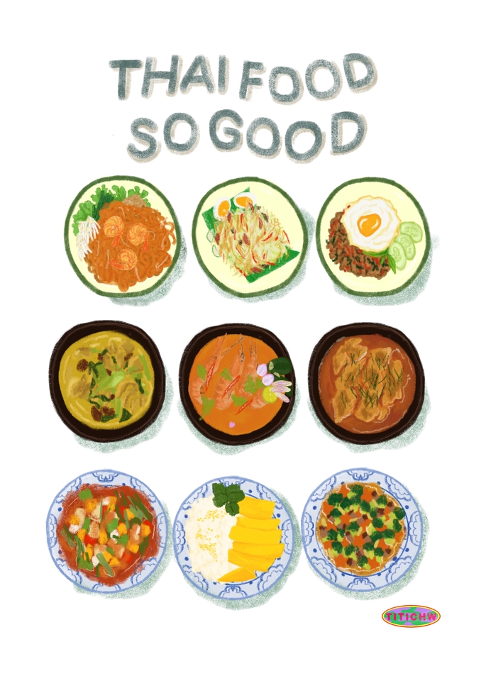 วาดรูปอาหาร วาดภาพเมนูอาหาร ภาพประกอบอาหาร