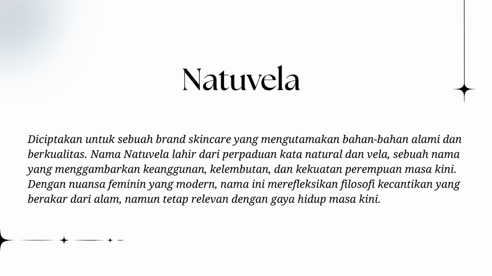 Jasa branding produk Natuvela: Strategi branding untuk produk skincare alami berkualitas, target pasar perempuan modern.