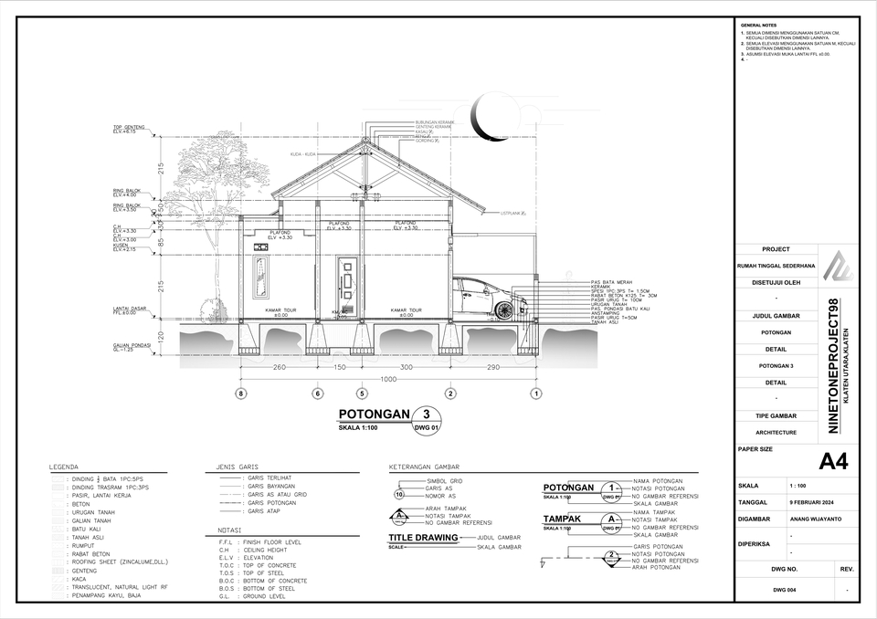 CAD Drawing - JASA GAMBAR ARSITEKTUR (DENAH,POTONGAN,TAMPAK) - 5