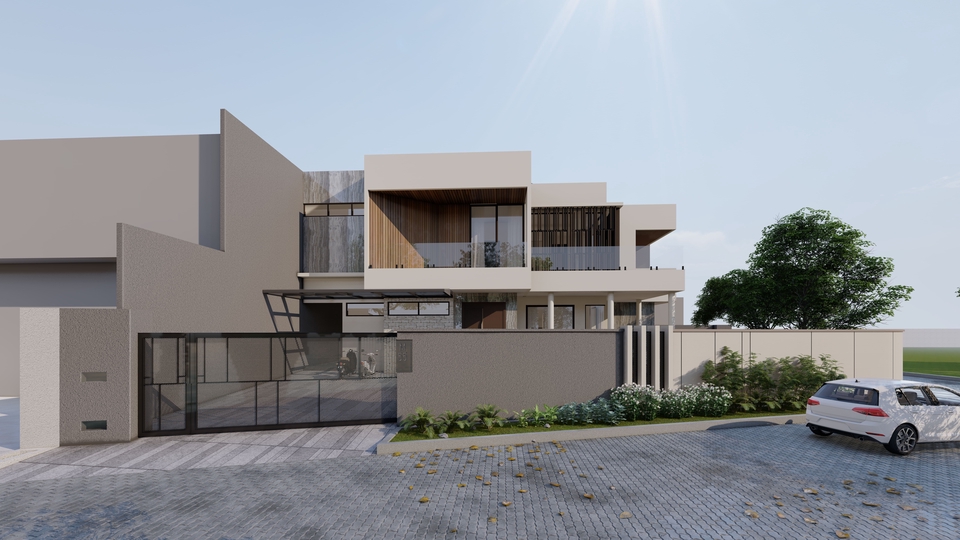 Desain Eksterior Rumah Minimalis Modern 3D - Jasa Desain Arsitektur Freelance Indonesia