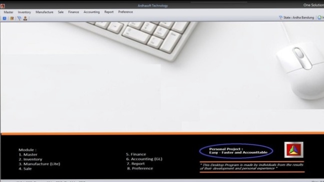 Aplikasi Desktop - Jasa Pembuatan Program Destop Dari Manufacture, Distribution/Trading dan Akunting(Konsolidasi) - 1