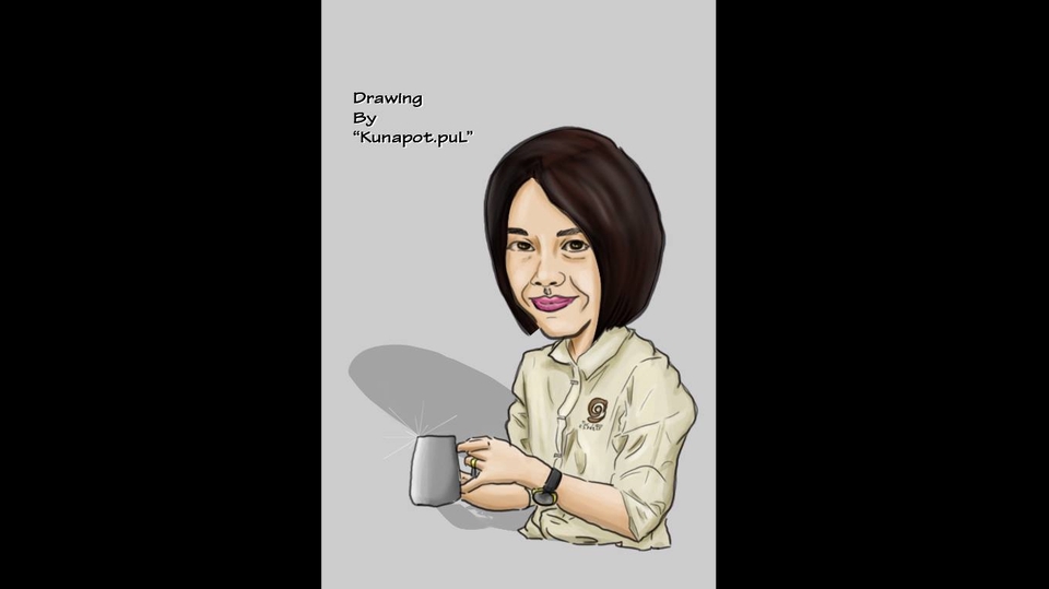 รับวาดรูปการ์ตูนล้อเลียน ภาพเหมือน คนดื่มกาแฟ