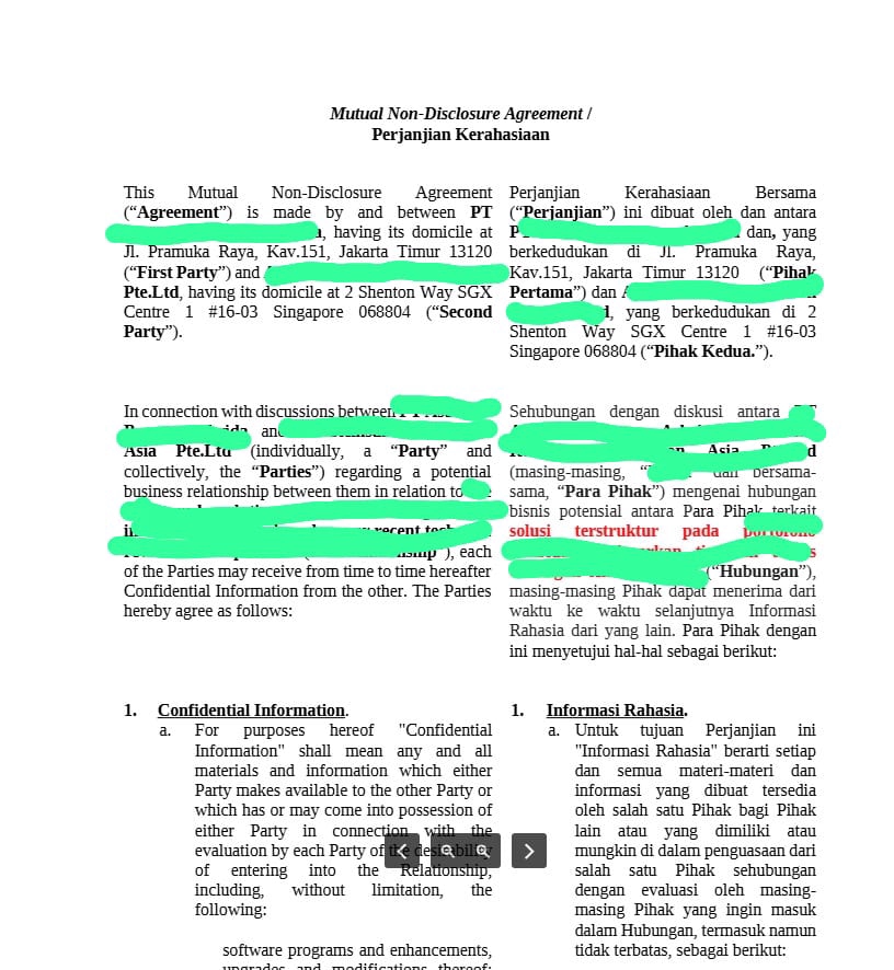 Perjanjian Kerahasiaan Non-Disclosure Agreement dengan jasa legal freelance konsultan hukum