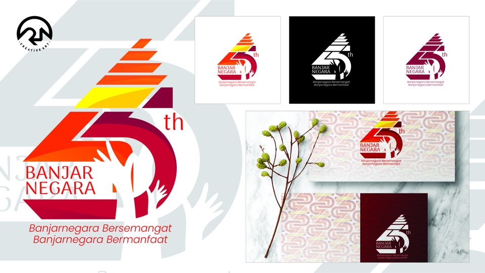 Desain logo Banjarnegara 45th anniversary, jasa desain logo perusahaan, logo keren, buat logo online, logo komunitas