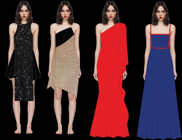 Jasa Ilustrasi - 4 wanita dengan pakaian berbeda dan gaya ilustrasi yang unik