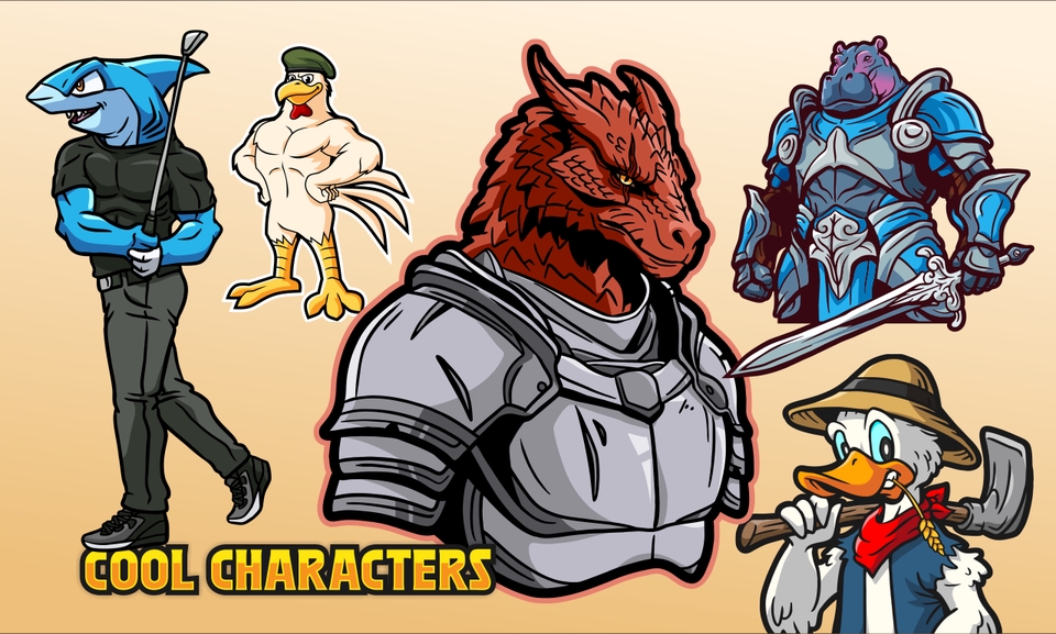 Jasa desain karakter kartun, desain karakter monster, karakter hewan, character design services, desain karakter game, karakter fantasi.