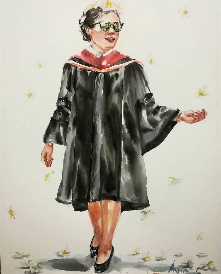 รับวาดภาพเหมือน ผู้หญิง ใส่ชุดครุย 졸업