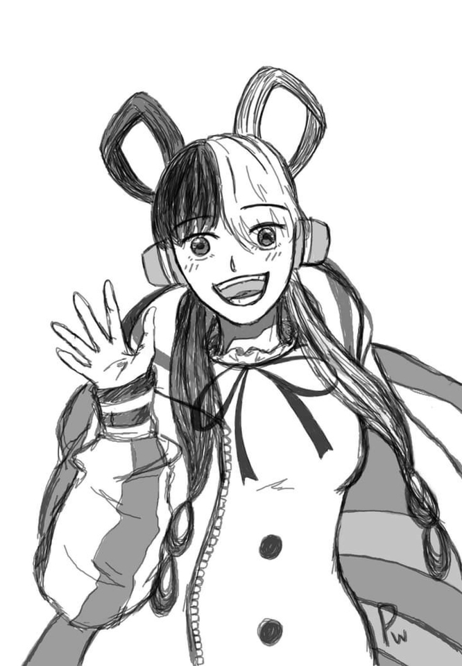 รับวาดรูปการ์ตูนอนิเมะน่ารัก สไตล์มินิมอล วาดรูปตัวการ์ตูนหญิงผมสองสี ภาพวาดการ์ตูนลายเส้นสวย