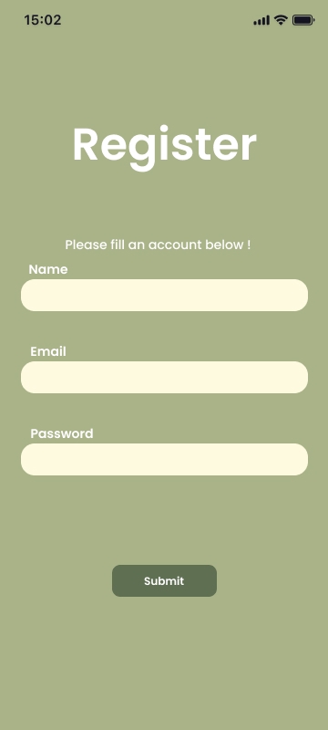 Formulir pendaftaran dengan kolom Nama, Email, dan Password untuk membuat akun di platform freelance.