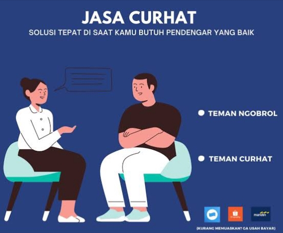 Jasa curhat online untuk membantu Anda mengatasi masalah dengan mendengarkan dan memberikan solusi yang tepat. Teman curhat online, curhat online whatsapp, jasa mendengarkan curhat, curhat online gratis.