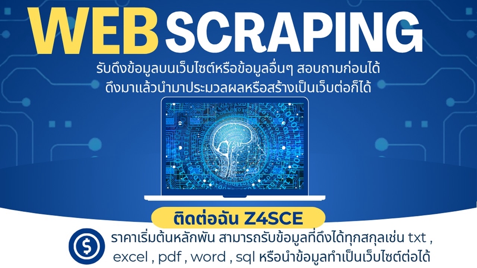 บริการดึงข้อมูลเว็บไซต์ ดึงข้อมูลสินค้าจากเว็บ web scraping