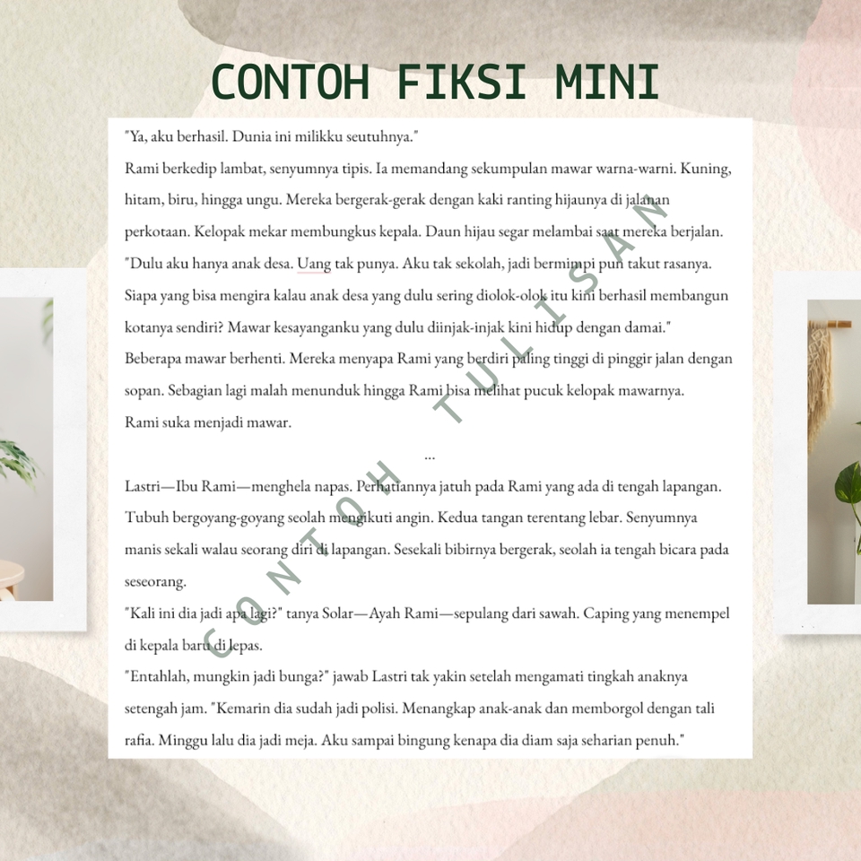 Contoh fiksi mini untuk jasa penulisan artikel dan konten