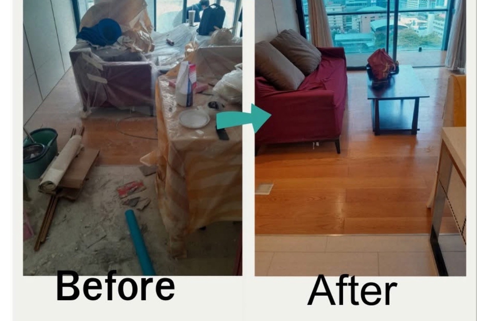รับทำความสะอาดบ้านคอนโด ก่อนและหลังทำความสะอาด สะอาดหมดจด