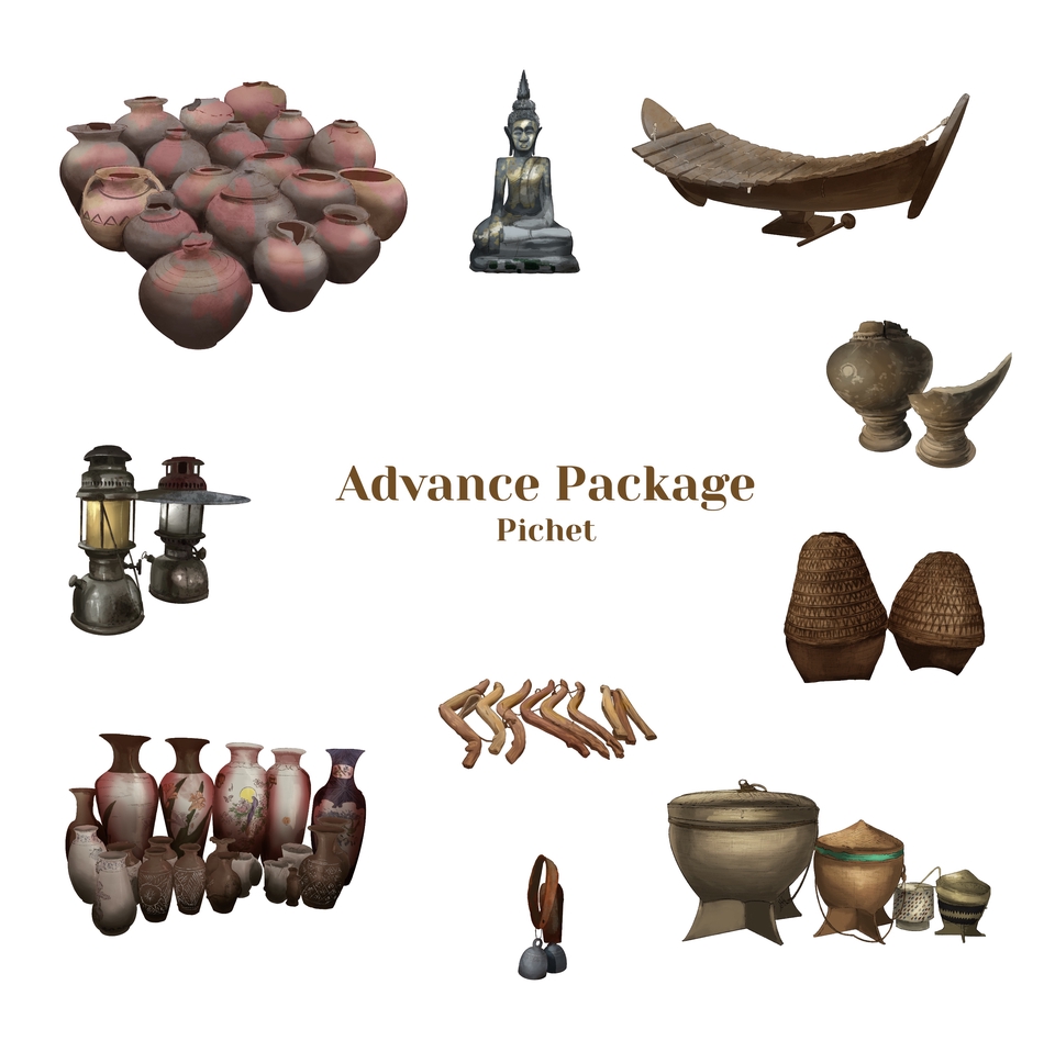 รับวาดภาพประกอบสินค้า วัสดุโบราณ ภาพประกอบสินค้า อุปกรณ์โบราณ วาดภาพประกอบ พาเลท วาดรูป